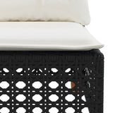 11 Piece Garden Sofa Set with Cushions Black Poly Rattan - Rear View