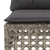 11 Piece Garden Sofa Set with Cushions Grey Poly Rattan - Rear View