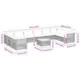 11 Piece Garden Sofa Set with Cushions Grey Poly Rattan - Low Angle