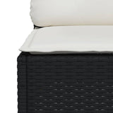 11 Piece Garden Sofa Set with Cushions Black Poly Rattan - Rear View