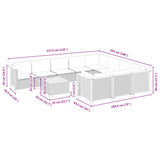 11 Piece Garden Sofa Set with Cushions Black Poly Rattan - Low Angle