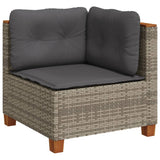 11 Piece Garden Sofa Set with Cushions Grey Poly Rattan - Side View