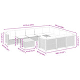 11 Piece Garden Sofa Set with Cushions Grey Poly Rattan - Low Angle