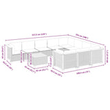 11 Piece Garden Sofa Set with Cushions Beige Poly Rattan - Low Angle