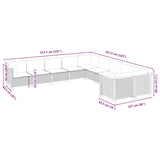 10 Piece Garden Sofa Set with Cushions Grey Poly Rattan - Rear View