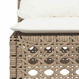 10 Piece Garden Sofa Set with Cushions Beige Poly Rattan - 45-Degree Angle