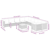 11 Piece Garden Sofa Set with Cushions Black Poly Rattan - Low Angle