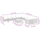 11 Piece Garden Sofa Set with Cushions Grey Poly Rattan - Low Angle