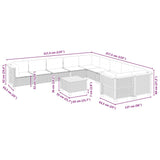 11 Piece Garden Sofa Set with Cushions Beige Poly Rattan - Low Angle