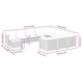 11 Piece Garden Sofa Set with Cushions Black Poly Rattan - Low Angle