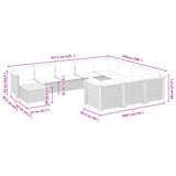 11 Piece Garden Sofa Set with Cushions Grey Poly Rattan - Low Angle