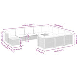 11 Piece Garden Sofa Set with Cushions Beige Poly Rattan - Low Angle
