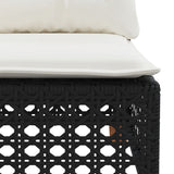 11 Piece Garden Sofa Set with Cushions Black Poly Rattan - Rear View