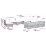 11 Piece Garden Sofa Set with Cushions Grey Poly Rattan