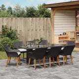 Garden Dining Set with Cushion 9 pcs Black Poly Rattan - Top-Down View