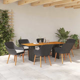 Garden Dining Set with Cushion 7 pcs Black Poly Rattan - Top-Down View