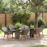 Garden Dining Set with Cushion 7 pcs Grey Poly Rattan
