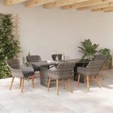 Garden Dining Set with Cushion 7 pcs Grey Poly Rattan - Top-Down View