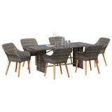 Garden Dining Set with Cushion 7 pcs Grey Poly Rattan - Side View