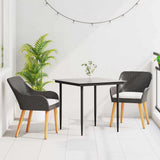 Garden Dining Set 3 pcs Black Poly Rattan