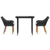 Garden Dining Set 3 pcs Black Poly Rattan