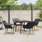 Garden Dining Set with Cushion 5 pcs Black Poly Rattan - Top-Down View
