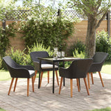 Garden Dining Set 5 pcs Black Poly Rattan