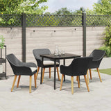 Garden Dining Set 5 pcs Black Poly Rattan
