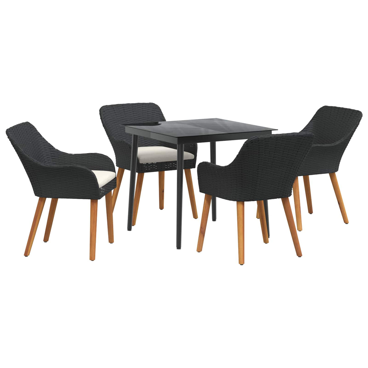 Garden Dining Set 5 pcs Black Poly Rattan
