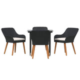 Garden Dining Set with Cushion 5 pcs Black Poly Rattan - Close-Up Angle