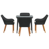 Garden Dining Set 5 pcs Black Poly Rattan