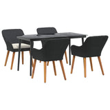 Garden Dining Set with Cushion 5 pcs Black Poly Rattan - Front View