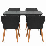 Garden Dining Set with Cushion 5 pcs Black Poly Rattan - Close-Up Angle