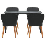 Garden Dining Set with Cushion 5 pcs Black Poly Rattan - Close-Up Angle