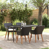 Garden Dining Set with Cushion 5 pcs Black Poly Rattan - Top-Down View