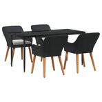 Garden Dining Set 5 pcs Black Poly Rattan