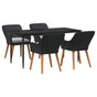 Garden Dining Set 5 pcs Black Poly Rattan