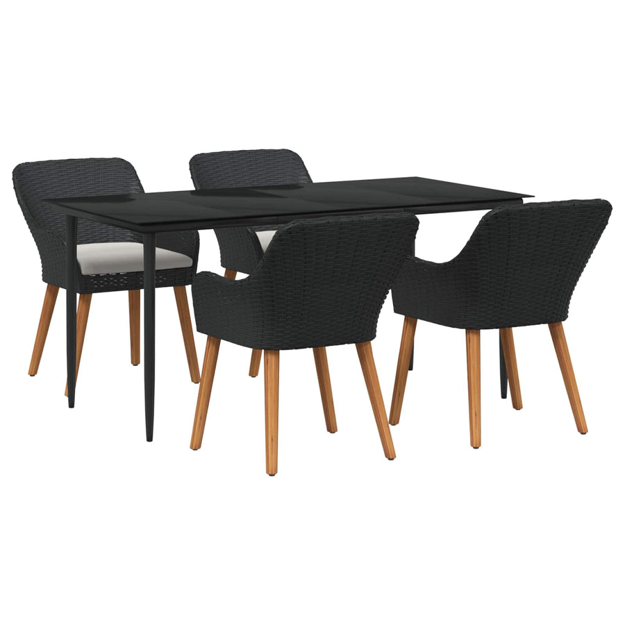 Garden Dining Set 5 pcs Black Poly Rattan