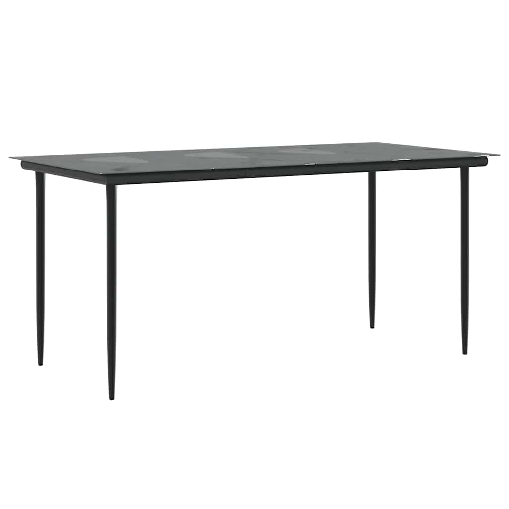 Garden Dining Set with Cushion 5 pcs Black Poly Rattan