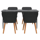 Garden Dining Set with Cushion 5 pcs Black Poly Rattan - Close-Up Angle