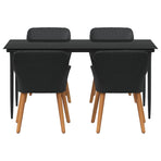 Garden Dining Set 5 pcs Black Poly Rattan