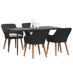 Garden Dining Set 5 pcs Black Poly Rattan
