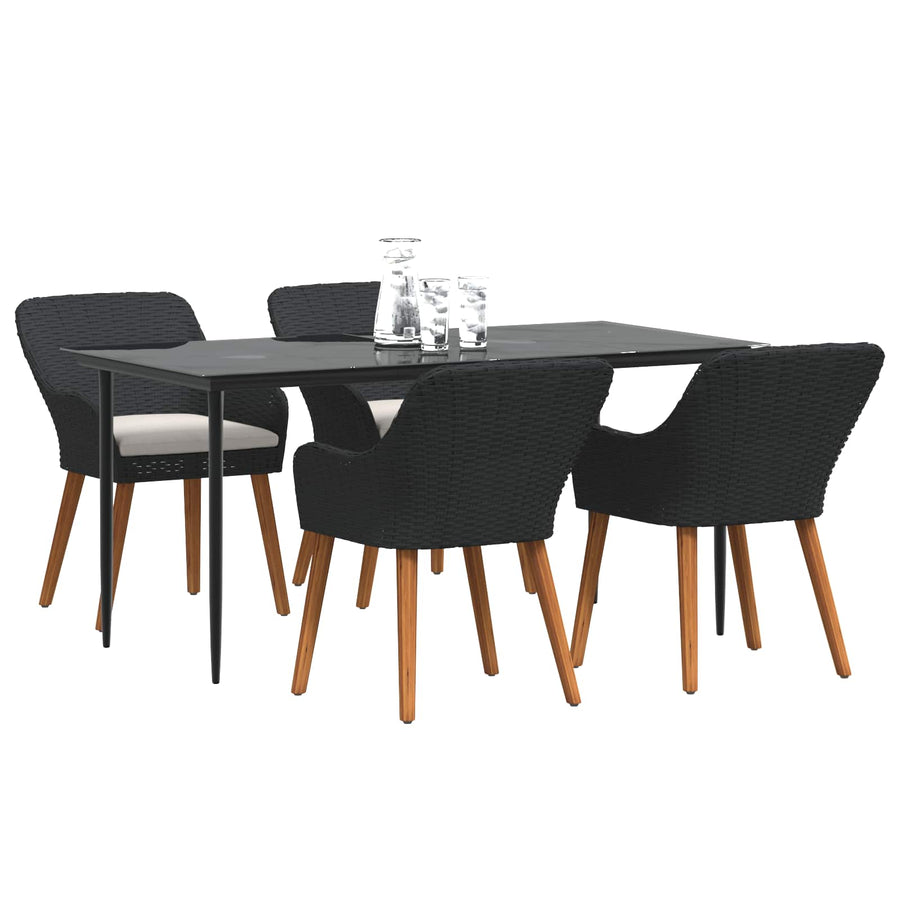Garden Dining Set 5 pcs Black Poly Rattan