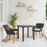 Garden Dining Set 3 pcs Black Poly Rattan