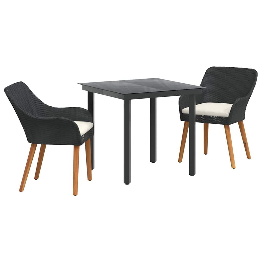 Garden Dining Set 3 pcs Black Poly Rattan