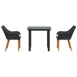 Garden Dining Set 3 pcs Black Poly Rattan