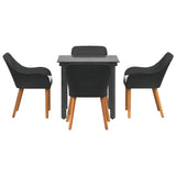 Garden Dining Set with Cushion 5 pcs Black Poly Rattan - Close-Up Angle