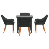 Garden Dining Set with Cushion 5 pcs Black Poly Rattan