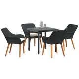 Garden Dining Set with Cushion 5 pcs Black Poly Rattan - Side View