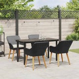 Garden Dining Set with Cushion 5 pcs Black Poly Rattan - Top-Down View